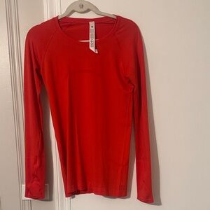 Lululemon Athletica Vibrant Red Long Sleeve Tee